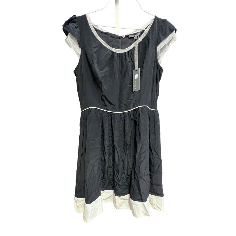 $120 Matty M Silk LBD Black Dress Sz L NWT Black and White Cocktail Wedding